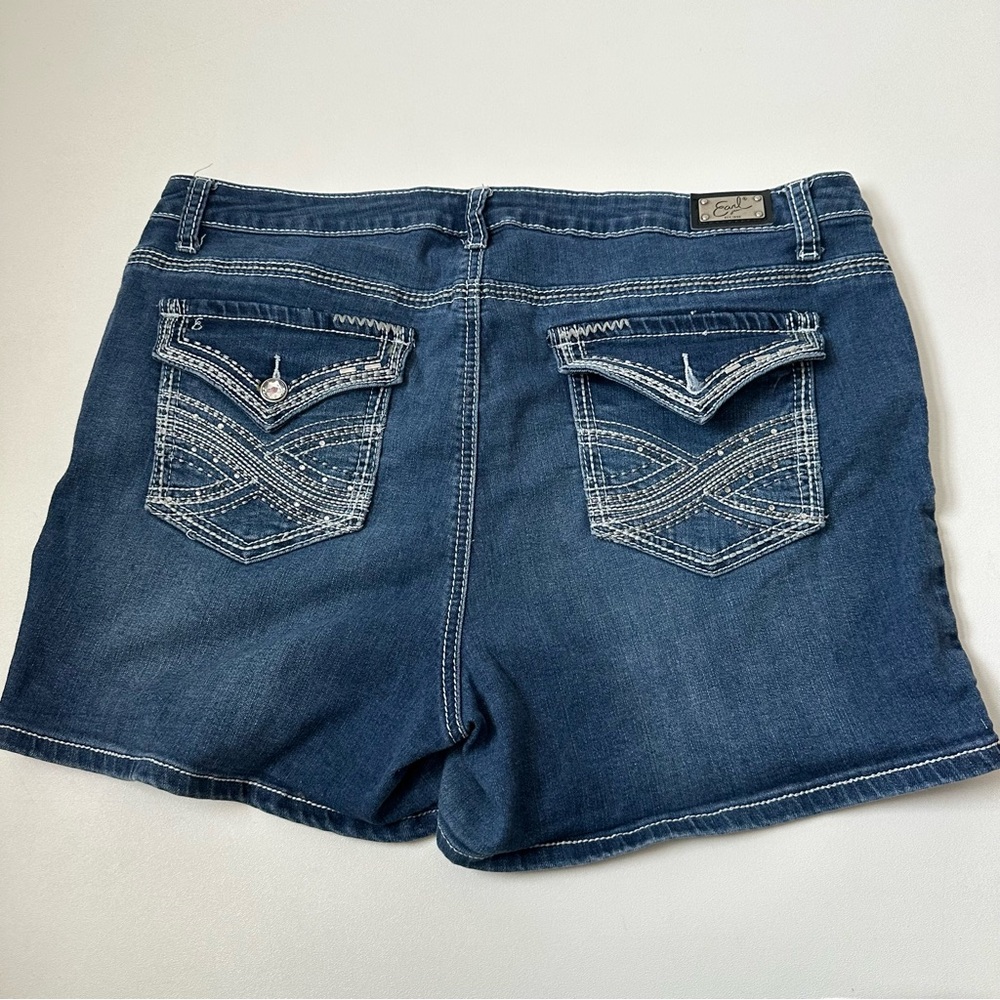 Earl Jeans Rhinestone Lined Jean Shorts Medium Wash Womens Size 18W - Picture 5 of 8